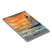 Vuurtoren Seagull Sunset Personalized Notitieboek (Rechterzijde)