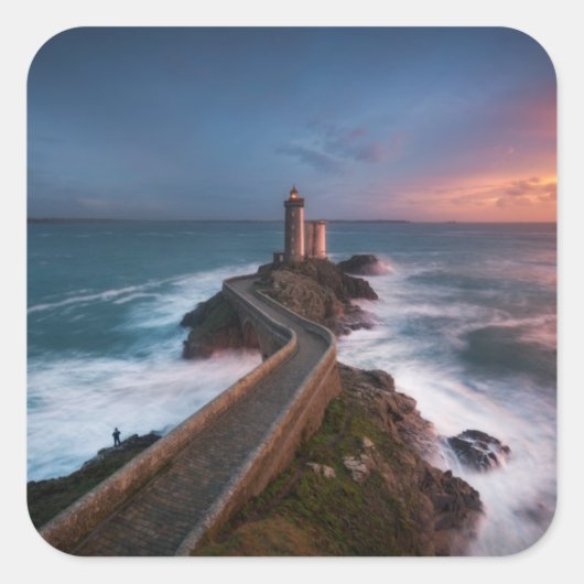 vuurtoren Sunset Plouzané | Finistère, Bretagne Vierkante Sticker (Voorkant)