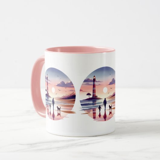 Vuurtoren Sunset Walk Coastal Scene Mok (Voorkant links)