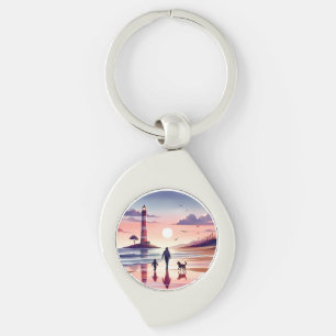 Vuurtoren Sunset Walk Coastal Scene Sleutelhanger