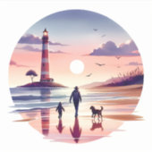 Vuurtoren Sunset Walk Coastal Scene Sticker (Voorkant)