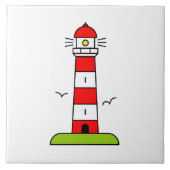 Vuurtoren tekening aangepaste vierkant groot tegeltje (Voorkant)