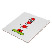 Vuurtoren tekening aangepaste vierkant groot tegeltje (Zijkant)