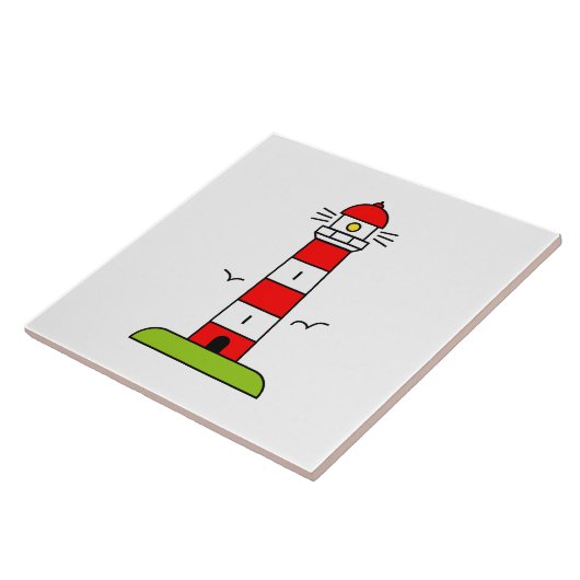 Vuurtoren tekening aangepaste vierkant groot tegeltje (Zijkant)