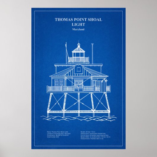 Vuurtoren Thomas Point Shoal - Maryland - AD Poster (Voorkant)