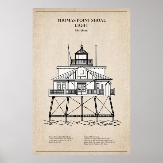 Vuurtoren Thomas Point Shoal - Maryland - SBD Poster (Voorkant)