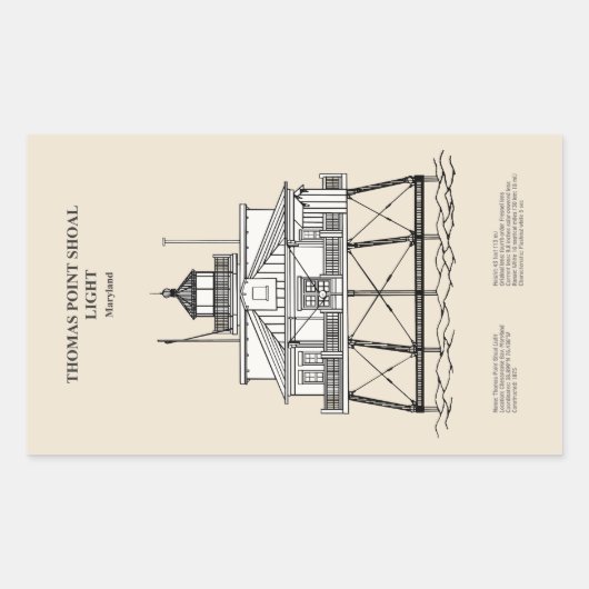 Vuurtoren Thomas Point Shoal - Maryland - SBD Rechthoekige Sticker (Voorkant)
