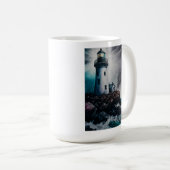 Vuurtoren tijdens Storm 15 oz Basic Mok (Voorkant rechts)