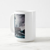 Vuurtoren tijdens Storm 15 oz Basic Mok (Voorkant links)