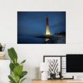vuurtoren van Barnegat bij nacht Poster (Thuiskantoor)