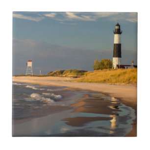 Vuurtoren van Big Sable Point aan Lake Michigan 2 Tegeltje