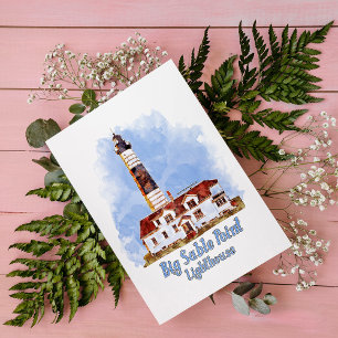 Vuurtoren van Big Sable Point in waterverf - Michi Briefkaart