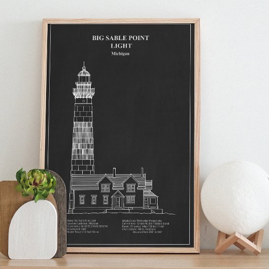 Vuurtoren van Big Sable Point - Michigan – PD Foto Afdruk