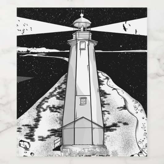 vuurtoren van Boulder Bank Wijn Etiket (Enkel label)