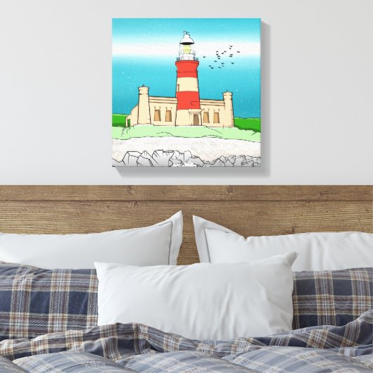 vuurtoren van Cape Agulhas Canvas Afdruk (Insitu (Slaapkamer))