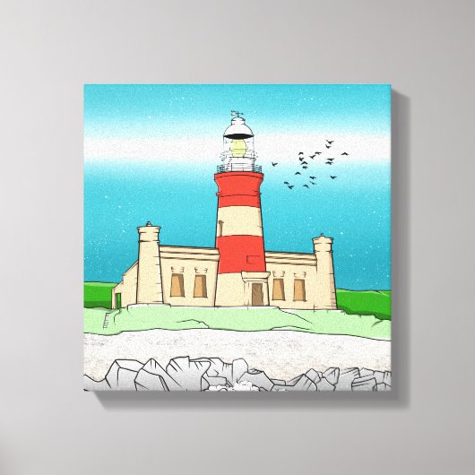 vuurtoren van Cape Agulhas Canvas Afdruk (Voorkant)