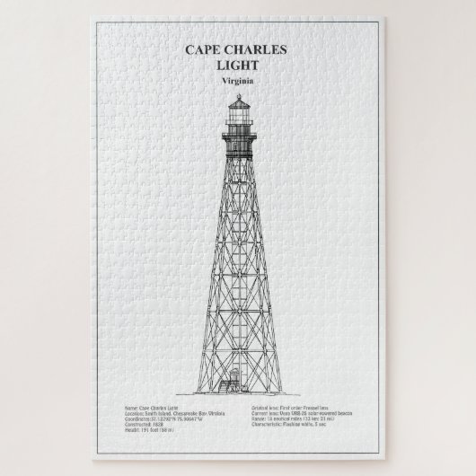 Vuurtoren van Cape Charles - Virginia - BD Legpuzzel (Verticaal)