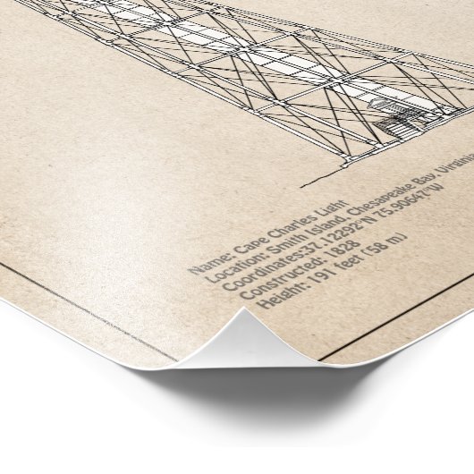 Vuurtoren van Cape Charles - Virginia - SBD Foto Afdruk (Hoek)