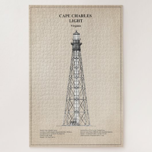 Vuurtoren van Cape Charles - Virginia - SBD Legpuzzel (Verticaal)