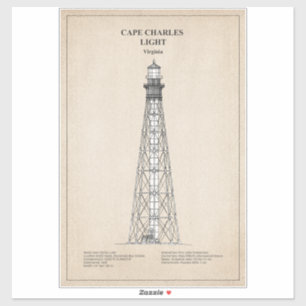 Vuurtoren van Cape Charles - Virginia - SBD Sticker