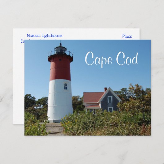 vuurtoren van Cape Cod Nauset, Briefkaart van Mass (Voorkant / Achterkant)