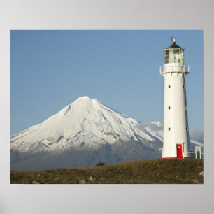 vuurtoren van Cape Egmont en Mt Taranaki / Mt Poster