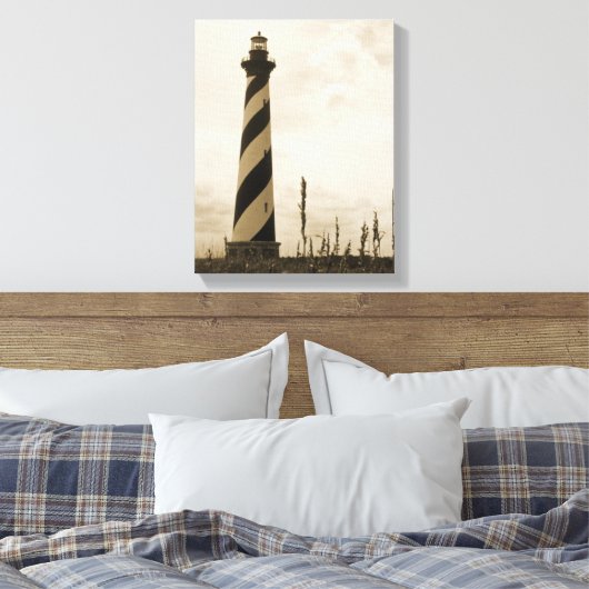 vuurtoren van Cape Hatteras Canvas Afdruk (Insitu (Slaapkamer))