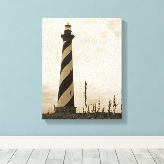 vuurtoren van Cape Hatteras Canvas Afdruk (Insitu (Houten vloer))