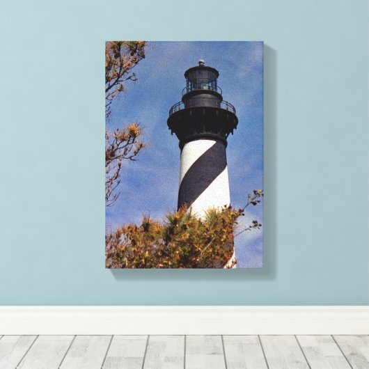 vuurtoren van Cape Hatteras Canvas Afdruk (Insitu (Houten vloer))