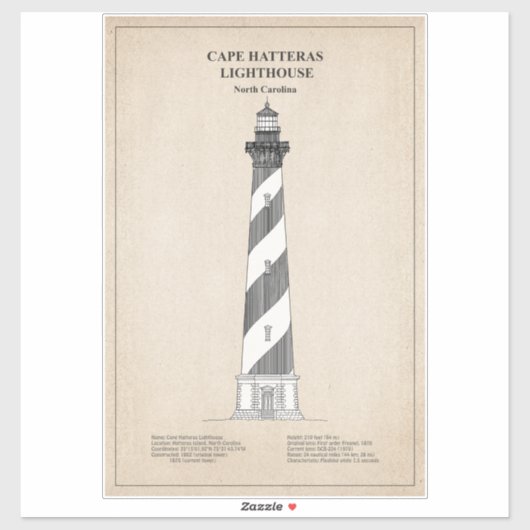Vuurtoren van Cape Hatteras - North Carolina - SBD Sticker (Vel)