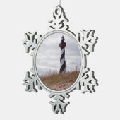 vuurtoren van Cape Hatteras Tin Sneeuwvlok Ornament (Rechts)