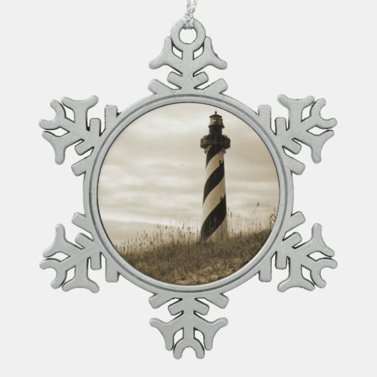 vuurtoren van Cape Hatteras Tin Sneeuwvlok Ornament (Voorkant)