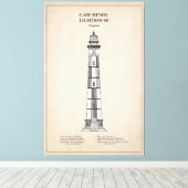 Vuurtoren van Cape Henry - Virginia - SBD Canvas Afdruk (Insitu (Houten vloer))
