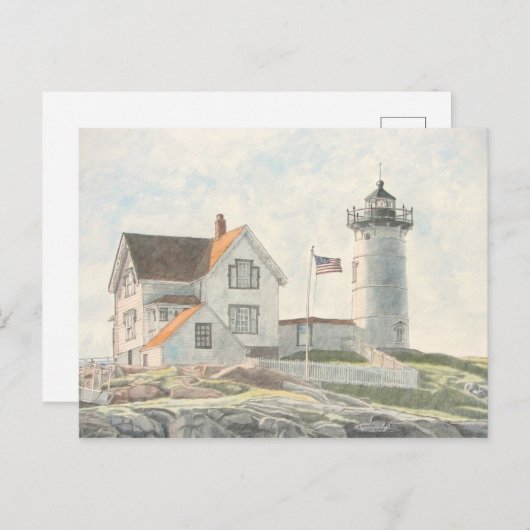 vuurtoren van Cape Neddick Briefkaart (Voorkant / Achterkant)