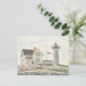 Vuurtoren van Cape Neddick in waterverf Briefkaart (Staand voorkant)