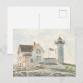 Vuurtoren van Cape Neddick in waterverf Briefkaart (Voorkant / Achterkant)