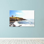 vuurtoren van Cape Neddick "Nubble" in Maine Canvas Afdruk (Insitu (Houten vloer))