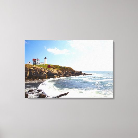 vuurtoren van Cape Neddick "Nubble" in Maine Canvas Afdruk (Voorkant)