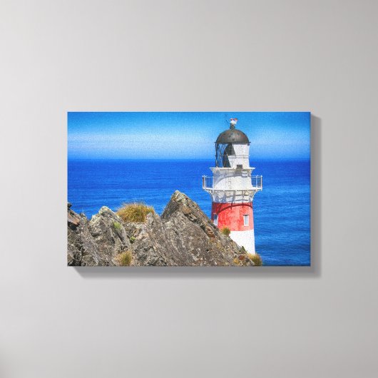 Vuurtoren van Cape Palliser New Zealand Canvas Afdruk (Voorkant)
