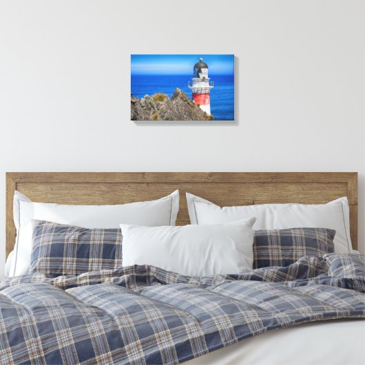 Vuurtoren van Cape Palliser New Zealand Canvas Afdruk (Insitu (Slaapkamer))