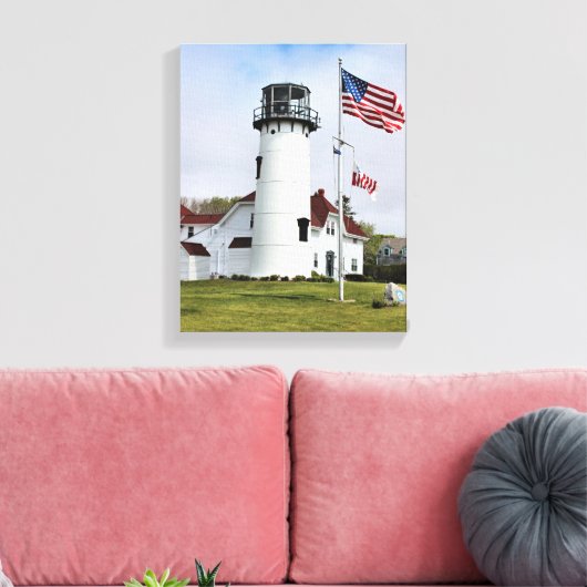 Vuurtoren van Chatham, Kaapskabeljauw, verwaterd d Canvas Afdruk (Insitu (Woonkamer))