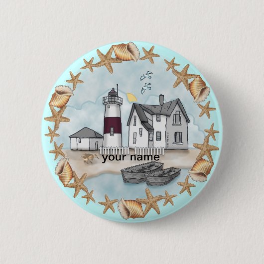 vuurtoren van Connecticut Shells Ronde Button 5,7 Cm (Voorkant)