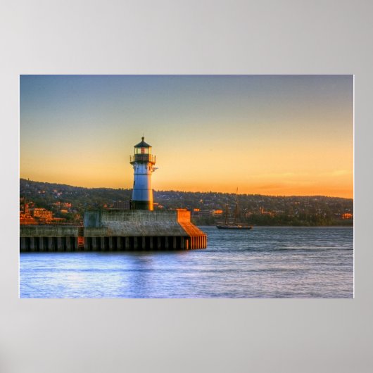 Vuurtoren van de Noordpier met Tall Ship Poster (Voorkant)