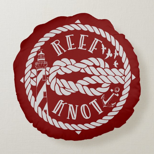 vuurtoren van de Ref knot Rond Kussen (Achterkant)