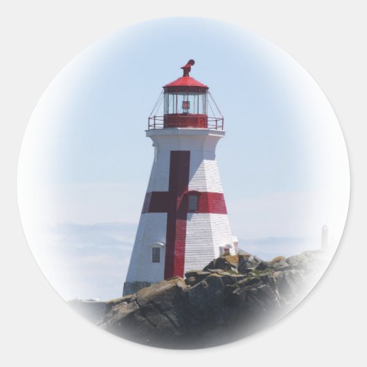 vuurtoren van East Quoddy Ronde Sticker (Voorkant)