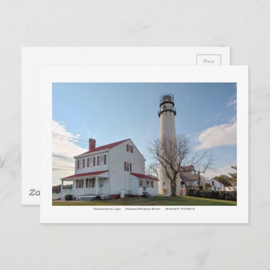 Vuurtoren van Fenwick Island. Briefkaart (Voorkant / Achterkant)