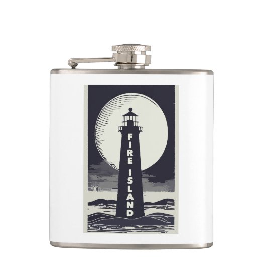 Vuurtoren van Fire Island New York Moon Heupfles (Voorkant)