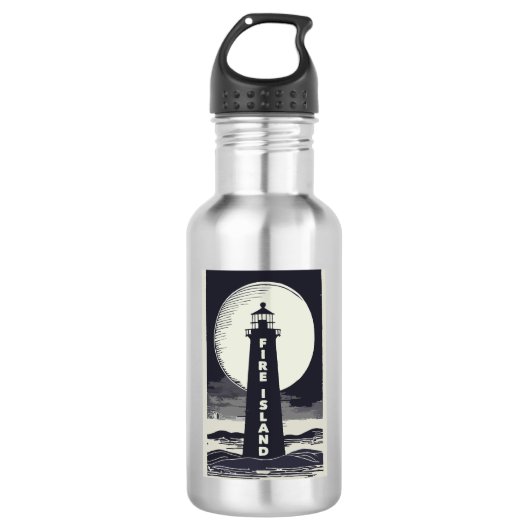 Vuurtoren van Fire Island New York Moon Waterfles (Voorkant)