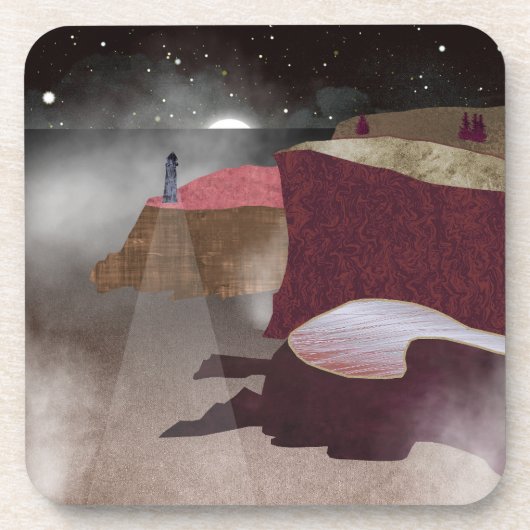 vuurtoren van Foggy Bier Onderzetter (Voorkant)