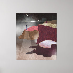 vuurtoren van Foggy Canvas Afdruk